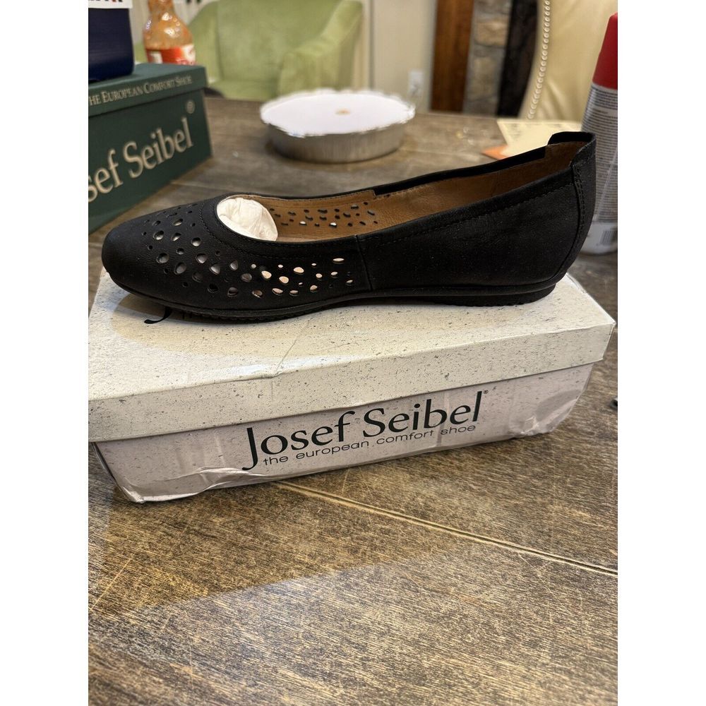 Josef Seibel Pippa Ballet‎ Flat Womens Shoes Size EU 38 US 7.5 Die Cut Black - Picture 4 of 6